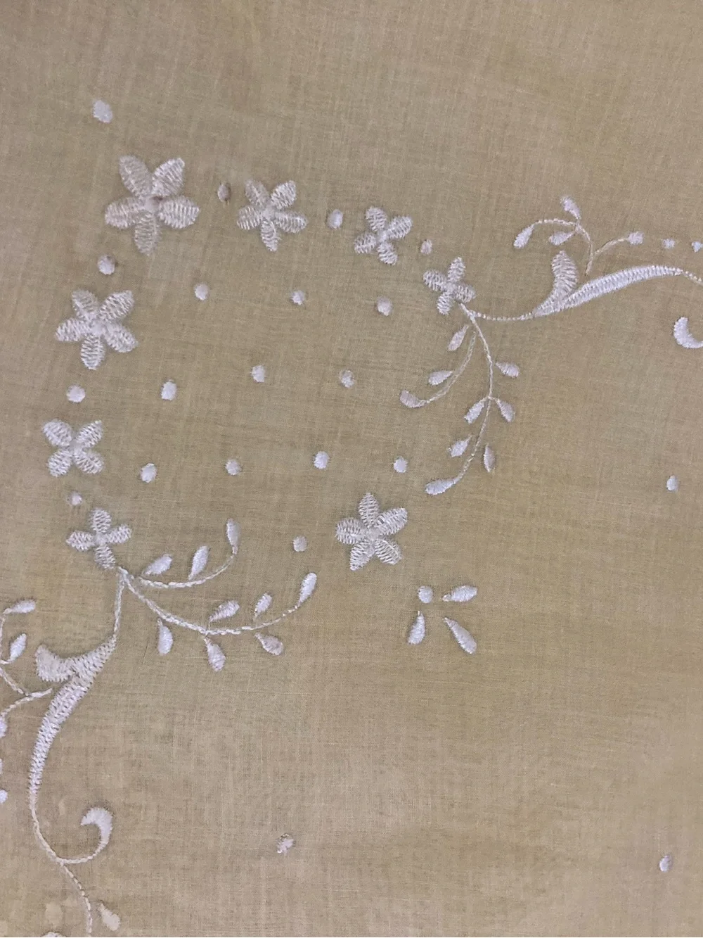 Butter Cream Embroidered Sheer Tablecloth /Napkins - Set of 8